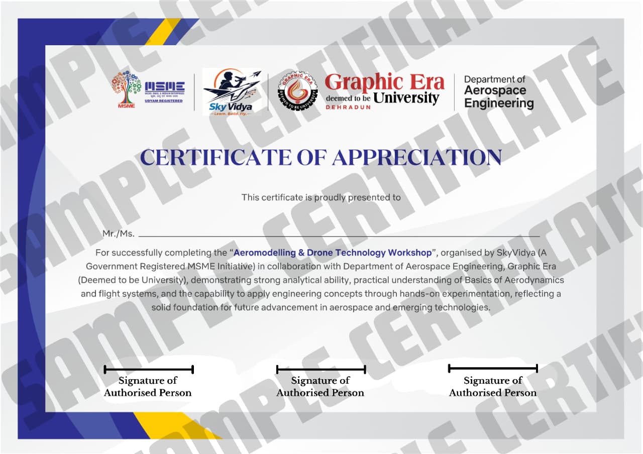 SkyVidya Certificate of Appreciation